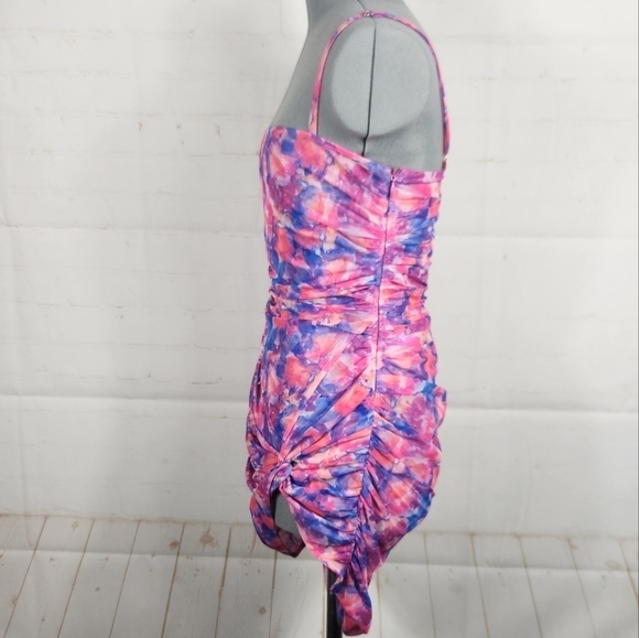 For Love & Lemons Natasha Floral Swim Cover Up Mesh Mini Dress in Multi Small - Picture 9 of 15